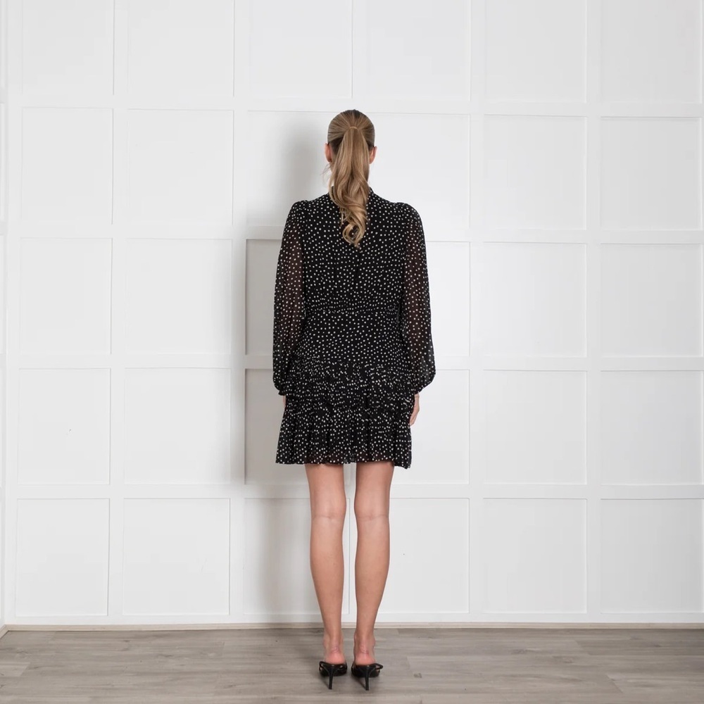 SUNCOO Black and White Polka Dot Mini Dress Small - Picture 4 of 12